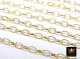 Gold Stainless Steel Oval Rolo Chain, 8 mm Textured Paperclip Chains CH #140, 304L Unfinished Thick Oval Rolo Jewelry Chains