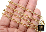 Gold Stainless Steel Oval Rolo Chain, 8 mm Textured Paperclip Chains CH# 140, 304L Unfinished Thick Oval Rolo - 1 Foot / Gold