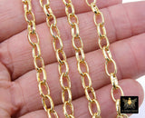 Gold Stainless Steel Oval Rolo Chain, 8 mm Textured Paperclip Chains CH #140, 304L Unfinished Thick Oval Rolo Jewelry Chains