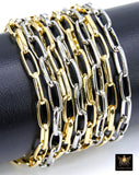 Gold Stainless Steel Oval Chain, 13 mm Smooth Silver Chains CH #525, 304L Unfinished Paperclip Rolo Made In The USA