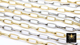 Gold Stainless Steel Oval Chain, 13 mm Smooth Silver Chains CH #525, 304L Unfinished Paperclip Rolo Made In The USA