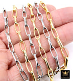 Gold Stainless Steel Oval Chain, 13 mm Smooth Silver Chains CH #525, 304L Unfinished Paperclip Rolo Made In The USA