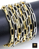 Gold Stainless Steel Oval Chain, 13 mm Smooth Silver Chains CH #525, 304L Unfinished Paperclip Rolo Jewelry USA Chains