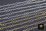 14 K Gold Filled Clover Chain, 5.1 mm Quatrefoil 925 Sterling Silver Links CH# 874, Unfinished Dainty Chain CH# 909