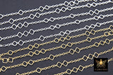 14 K Gold Filled Clover Chain, 5.1 mm Quatrefoil 925 Sterling Silver Links CH# 874, Unfinished Dainty Chain CH# 909