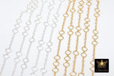 14 K Gold Filled Clover Chain, 5.1 mm Quatrefoil 925 Sterling Silver Links CH# 874, Unfinished Dainty Chain CH# 909