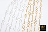 14 K Gold Filled Clover Chain, 5.1 mm Quatrefoil 925 Sterling Silver Links CH# 874, Unfinished Dainty Chain CH# 909