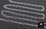 14 K Gold Filled Clover Chain By The Foot, 925 Sterling Silver Quatrefoil Long and Short Rolo Chain