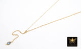 14 K Gold Filled Teardrop Necklace, Gold Mariner Anchor Chain Labradorite Lariat #433, Personalized Drop Necklace