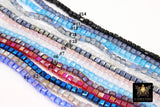 Crystal Cube Bead Strands, 4 mm Square Blue Red Beads BS #330, 4 mm Blue AB Crystals