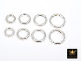 925 Sterling Silver Round Push Clasp, 10 mm 12 mm 14 mm 16 mm Silver Round Shaped Clip Findings