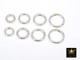 925 Sterling Silver Round Push Clasp, 10 mm 12 mm 14 mm 16 mm Silver Round Shaped Clip Findings