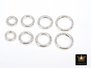 925 Sterling Silver Round Push Clasp, 10 mm 12 mm Small Round Shape #2842, 14 mm 16 mm Large Clip Connectors