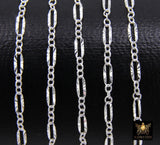 925 Sterling Silver Nugget Bar Chain, Silver Long and Short 2.5 mm Sequin CH# 877, 5.5 mm Hammer Starburst