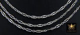 925 Sterling Silver Nugget Bar Chain, Silver Long and Short 2.5 mm Sequin CH# 877, 5.5 mm Hammer Starburst - 1 Foot/925 Silver