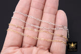 14 K Gold Filled Sequin Bar Chains, 925 Sterling Silver 2.3 mm Bar CH# 875, 5.4 mm Unfinished Chain