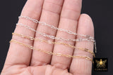 14 K Gold Filled Sequin Bar Chains, 925 Sterling Silver 2.3 mm Bar CH #875, 5.4 mm Unfinished Chain