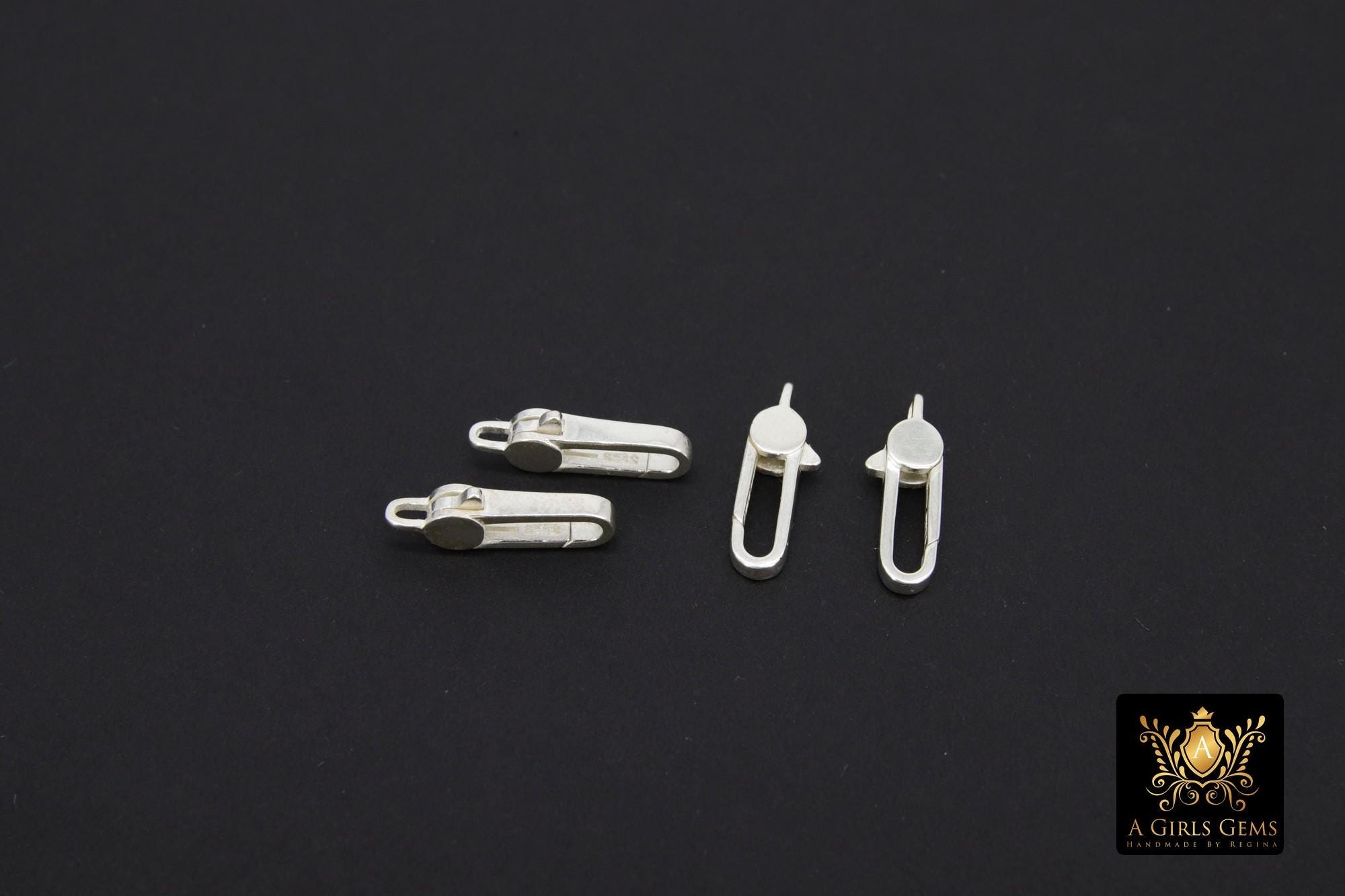 925 Sterling Silver Lobster Clasps, Long Oval Lobster Claws #716, Rectangle Clasp