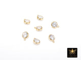 14 K Gold Filled CZ Charm, 6 mm Birthstone Round Charm with Jump Rings #3937, Birthday Permanent Jewelry, Water Tarnish Resistant, Mom Gift