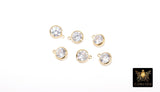 14 K Gold Filled CZ Charm, 6 mm Birthstone Round Charm with Jump Rings # 3937, Birthday Permanent Jewelry