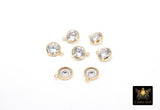 14 K Gold Filled CZ Charm, 6 mm Birthstone Round Charm with Jump Rings # 3937, Birthday Permanent Jewelry