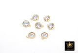 14 K Gold Filled CZ Charm, 6 mm Birthstone Round Charm with Jump Rings #3937, Birthday Permanent Jewelry, Water Tarnish Resistant, Mom Gift