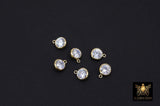 14 K Gold Filled CZ Charm, 6 mm Birthstone Round Charm with Jump Rings # 3937, Birthday Permanent Jewelry