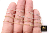 14 K Gold Filled Nugget Bar Chain, 925 Sterling Silver Long and Short 2.3 mm Sequin Links, 5.4 mm Hammer Starburst Bars