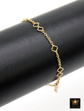 14 K Gold Filled Clover Chain Necklace, 925 Sterling Silver Long Short Quatrefoil Link Necklace, Stamped 14/20 or 925