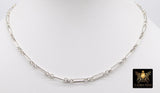 925 Sterling Silver Chain Link Necklace, Chunky Silver Rectangle Rolo Chain, Long Short Paperclip Chain Link Choker