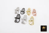 Clear CZ Pave Lobster Claw Clasp, Rose Gold Pave Clasps #53, Silver or Black