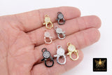 Clear CZ Pave Lobster Claw Clasp, Rose Gold Pave Clasps #53, Silver or Black - 12 x 20 mm / Gold