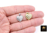 Gold and Silver Plated 16 mm Cubic Zirconia Heart Shaped Charms, Tiny CZ Heart Charms
