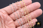 3mm Gold CZ Chain By The Yard, Silver Genuine Cubic Zirconia Chain CH# 560, By The Foot