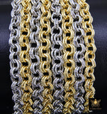 Gold or Silver 6 mm Hammered Textured Double Rolo Chain, 304 L Stainless Steel Unfinished Chain, By The Foot Yard