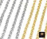 Gold Stainless Steel Double Rolo Chain, 5 mm Silver Textured Chains CH #570, 304 Unfinished Round Belcher