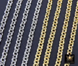 Gold Stainless Steel Double Rolo Chain, 5 mm Silver Textured Chains CH #570, 304 Unfinished Round Belcher