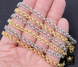 Gold Stainless Steel Double Rolo Chain, 5 mm Silver Textured Chains CH #570, 304 Unfinished Round Belcher