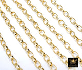 Gold Stainless Steel Oval Rolo Chain, 8 mm Textured Paperclip Chains CH #140, 304L Unfinished Thick Oval Rolo Jewelry Chains