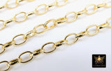 Gold Oval Rolo Heavy 304 L Stainless Steel Textured Hammered Chain, By The Foot Yard