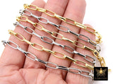 Gold Stainless Steel Oval Chain, 13 mm Smooth Silver Chains CH #525, 304L Unfinished Paperclip Rolo Made In The USA