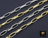 Gold Stainless Steel Oval Chain, 13 mm Smooth Silver Chains CH #525, 304L Unfinished Paperclip Rolo Jewelry USA Chains