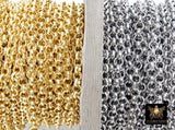 Gold Stainless Steel Rolo Chain, 6 mm Silver Textured Chains CH #250, 304L Unfinished Round Rolo