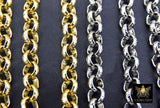 Gold or Silver 6 mm Hammered Textured Rolo Chain, 304 L Stainless Steel Unfinished Chain, By The Foot Yard