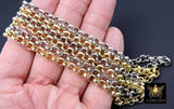Gold Stainless Steel Rolo Chain, 6 mm Silver Textured Chains CH #250, 304L Unfinished Round Rolo