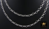 925 Sterling Silver Heart Chain, 6 mm Silver Hammered Heart Shaped Chain CH #884, Designer Jewelry Chain