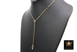 14 K Gold Filled Mariner Anchor Chain Link Lariat Drop, Teardrop Charm Gemstone Necklace
