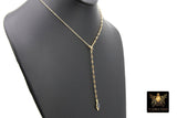 14 K Gold Filled Mariner Anchor Chain Link Lariat Drop, Teardrop Charm Gemstone Necklace