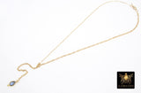 14 K Gold Filled Teardrop Necklace, Gold Mariner Anchor Chain Labradorite Lariat #433, Personalized Drop Necklace