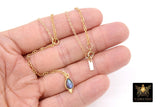 14 K Gold Filled Mariner Anchor Chain Link Lariat Drop, Teardrop Charm Gemstone Necklace